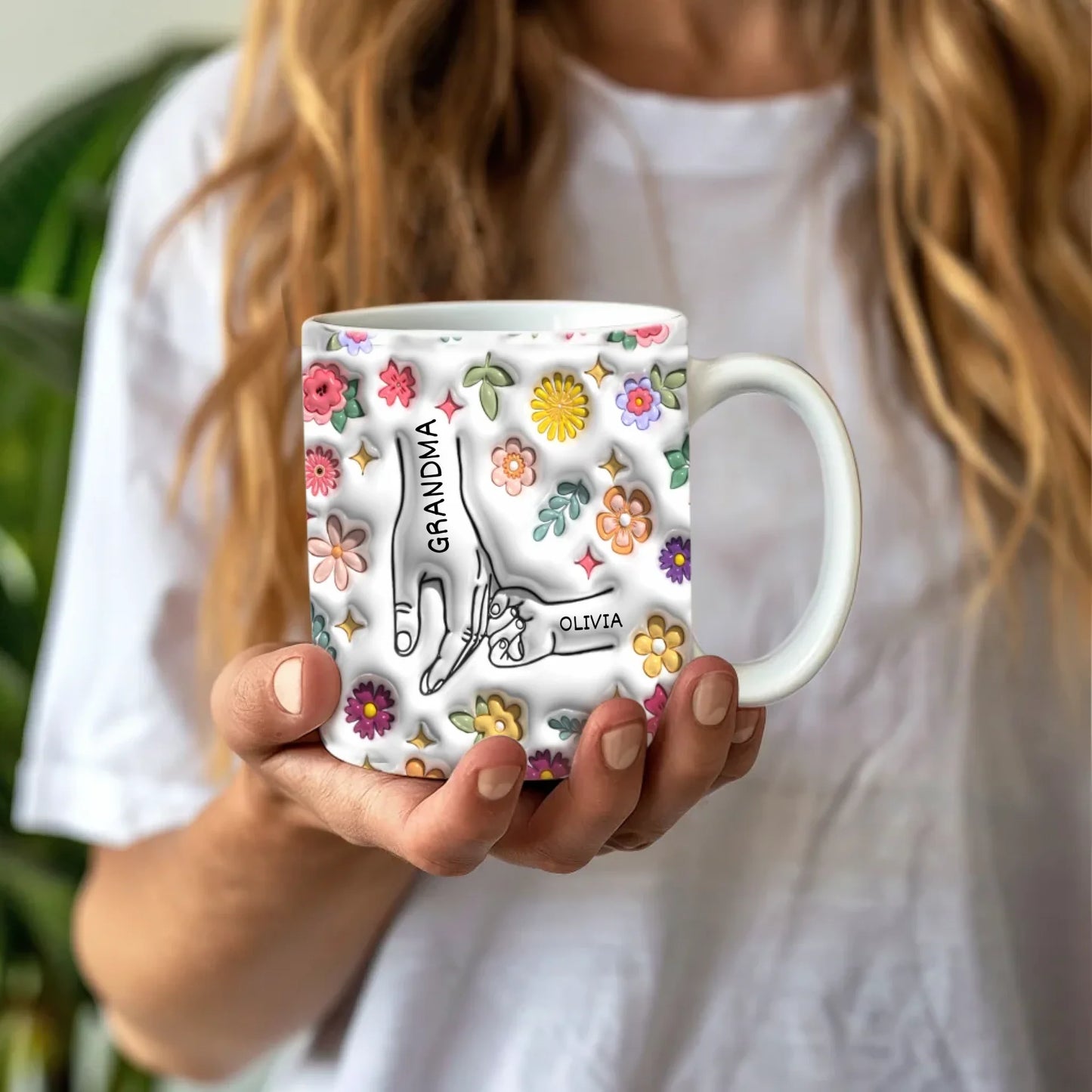 White Ceramic Mug 11 oz. -Lifestyle Model 3a